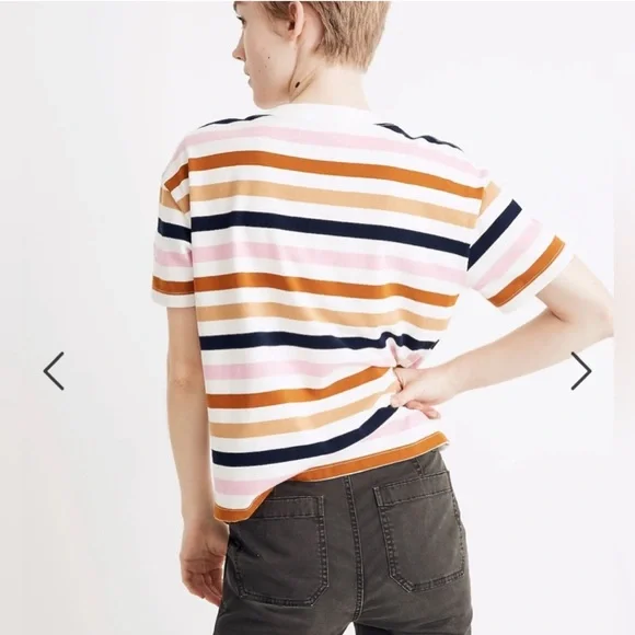 Madewell Easy Crop Tee in Beatrice Stripe- Size S - Picture 2 of 7